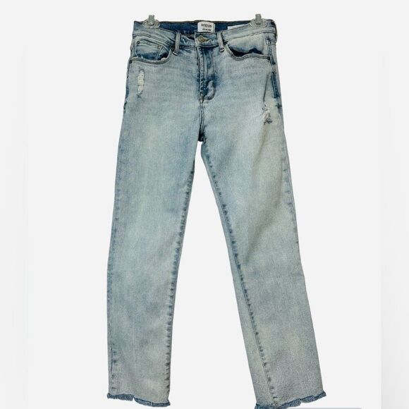 Kensie Jeans High Rise Slim Straight Crop Light Stone Wash Size 4/27 - Picture 1 of 7